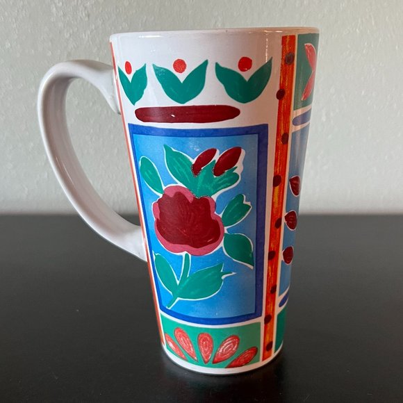 Tall Floral Bright and Cheery Ceramic Mug - Picture 2 of 6